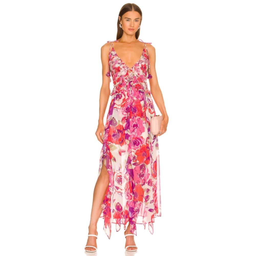 NWT MISA Los Angeles Diana Dress - White Coming Up Roses (RETAIL PRICE IS $460!)